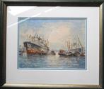 HAVENGEZICHT AQUAREL, Antiek en Kunst, Ophalen of Verzenden