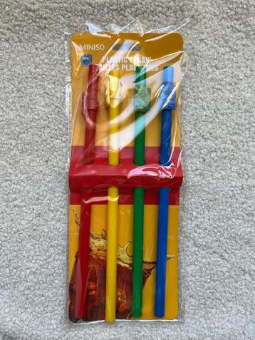 [ongebruikt] Miniso lego plastic rietjes (4x)  beschikbaar voor biedingen