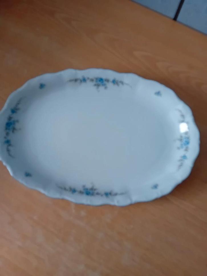 Vintage Serveerschaal met Blauwe Bloemen, Antiek en Kunst, Antiek | Schalen, Ophalen of Verzenden