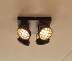 METALEN PLAFONDLAMP LAZARO 4 SPOTS LED ZWART, Ophalen of Verzenden, Gebruikt, Metaal, Industrieel, maritiem