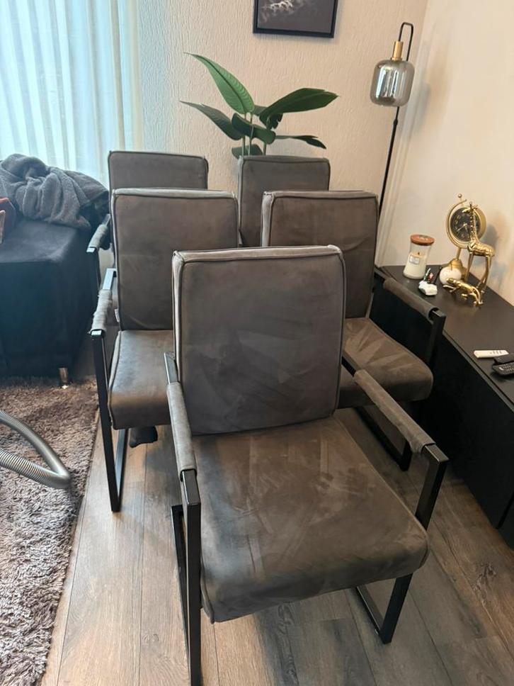 Eetkamerstoelen, Huis en Inrichting, Stoelen, Gebruikt, Vijf, Zes of meer stoelen, Grijs, Ophalen