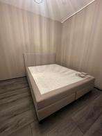 Boxspring Bed 2-persoons Beige 160x200, Beige, Tweepersoons, Ophalen of Verzenden, Zo goed als nieuw