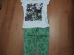 D-ZINE + AVENUE GIRL groen 3/4 gebloemde broek + wit t-shirt, Gebruikt, Meisje, D-Zine, Ophalen of Verzenden