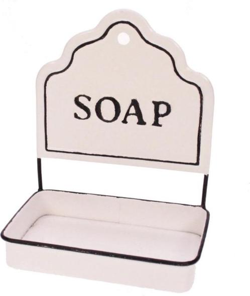 Zeepbakje hangend emaille SOAP 14,5x10x18,5cm, Antiek en Kunst, Antiek | Emaille, Ophalen of Verzenden