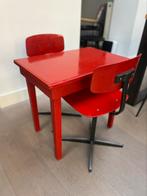 Vintage rood Kinder tafel schoolstoel setje school bureau, Gebruikt, Ophalen of Verzenden