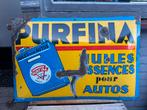 PURFINA zeer oud emaille reclamebord 1928, Verzamelen, Merken en Reclamevoorwerpen, Ophalen, Reclamebord, Gebruikt, .