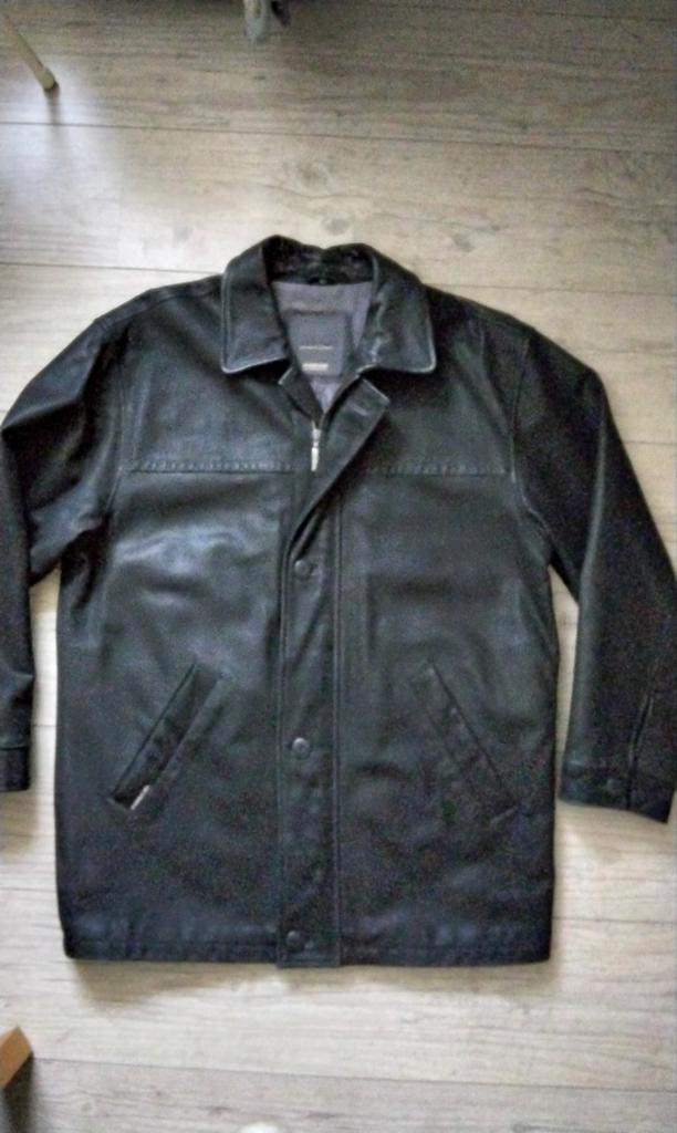 Mc Gregor,  zwart leren halflange jas,  maat 50-52., Kleding | Heren, Jassen | Winter, Zo goed als nieuw, Zwart, Ophalen of Verzenden