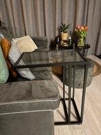 Laptopstandaard / bijzettafel met glazen blad, Huis en Inrichting, Tafels | Bijzettafels, Minder dan 55 cm, Rechthoekig, Ophalen