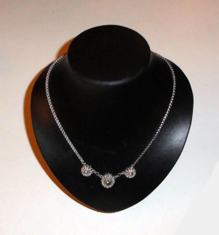 Ketting Zeeuwse Knoop Knop Zilver Ovaal, Sieraden, Tassen en Uiterlijk, Antieke sieraden, Ketting, Zilver, Verzenden