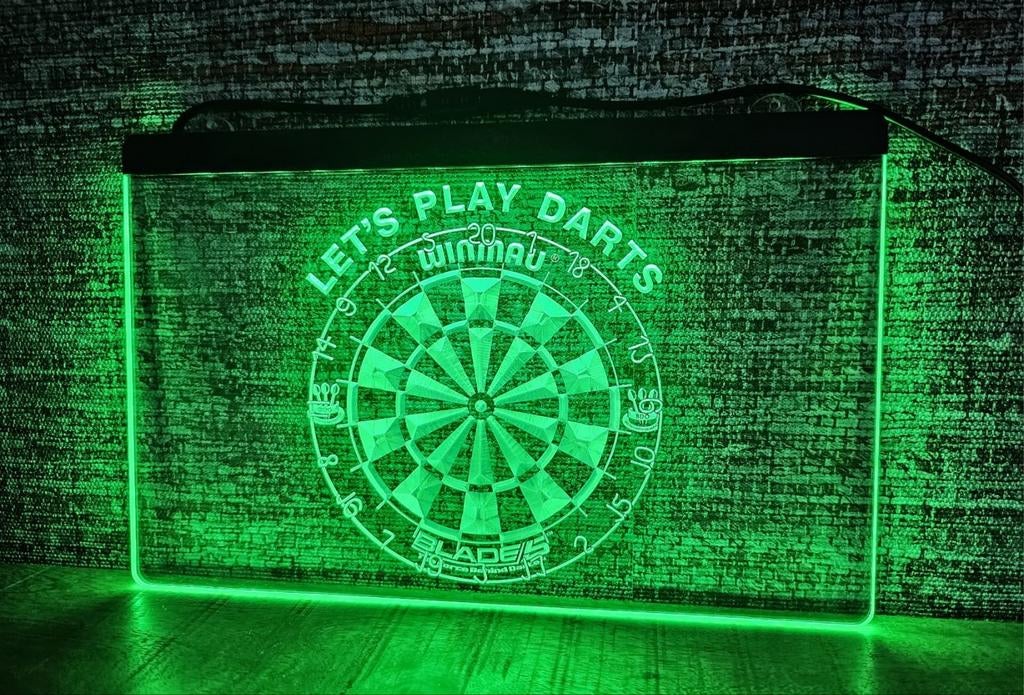 Darten - LET'S PLAY DARTS LED, Ophalen of Verzenden, Nieuw, Reclamebord, Plaat of Schild, Overige merken
