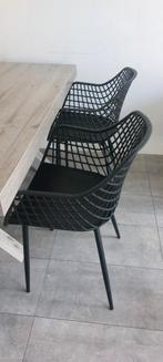 4 zwarte kuipstoelen, Tuin en Terras, Tuinstoelen, Ophalen, Zo goed als nieuw, Kunststof