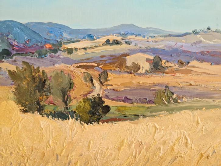 P.P. Hueber Schilderij 1997 - Zonnig Landschap, Antiek en Kunst, Kunst | Schilderijen | Klassiek, Ophalen of Verzenden