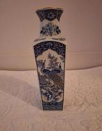 Vintage vaas met pauwen – decoratief, Ophalen, 50 tot 75 cm, Blauw, Aardewerk of Porselein