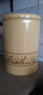 Vintage Brabantia groot trommel Geel met Bloemen, Gebruikt, Ophalen of Verzenden, 20 tot 30 liter, Metaal