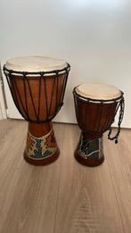 Djemble groot en klein handgeschilderd, Muziek en Instrumenten, Percussie, Ophalen of Verzenden, Gebruikt
