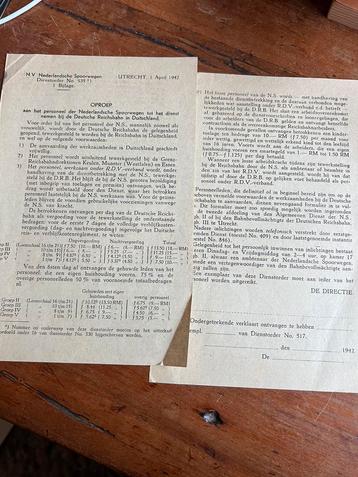 WO2 Nederlandse oproep Nederlandsche spoorwegen reichsbahn beschikbaar voor biedingen