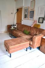 Sofa ranger cognac 3,5 zitbank met hocker, Ophalen, Zo goed als nieuw, 75 tot 100 cm
