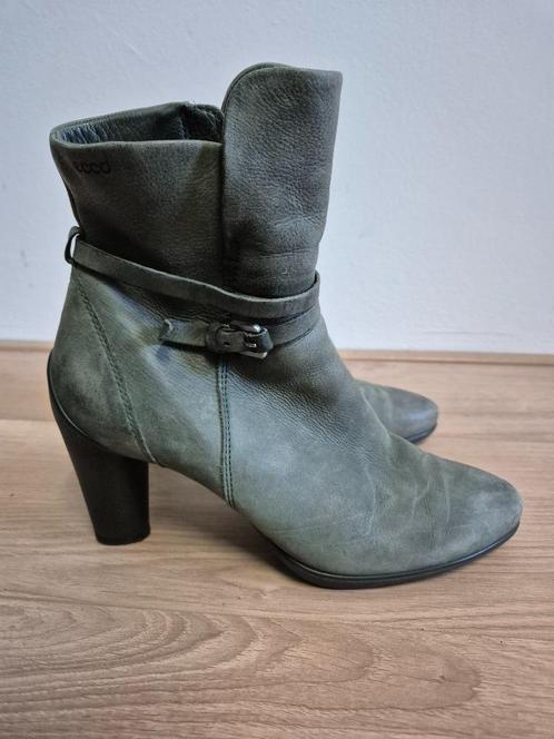 Sch105 - Groene leren Ecco laarzen maat 40 (1), Kleding | Dames, Schoenen, Zo goed als nieuw, Hoge laarzen, Groen, Verzenden