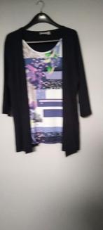 Donkerblauw vest met kleurrijke top in 1 Setter - Maat 46/48, Kleding | Dames, Zwart, Maat 46/48 (XL) of groter, Ophalen of Verzenden