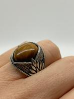 A560 Prachtige zilveren ring tijgeroog maat 19, Sieraden, Tassen en Uiterlijk, Ringen, 19 tot 20, Ophalen of Verzenden, X, Met edelsteen