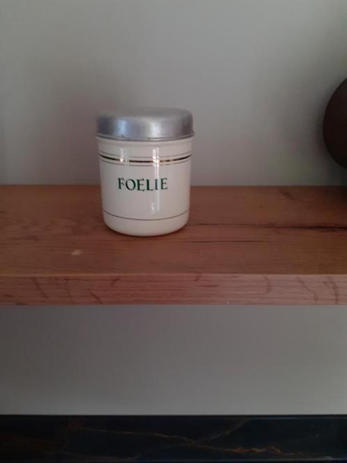 Mooi emaille voorraadbusje voor foelie., Antiek en Kunst, Antiek | Emaille, Ophalen of Verzenden
