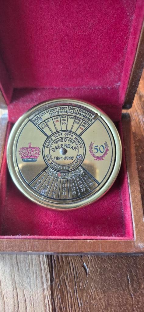 Vintage 50-Jaren Kalender in Doos, Antiek en Kunst, Antiek | Overige Antiek, Ophalen