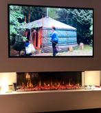 Sfeerhaard met verwarming, Huis en Inrichting, Haarden, Ophalen, Zo goed als nieuw, Vrijstaande haard, Elektrische haard