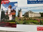 2x1000 Legpuzzel Kastelen Hersching & Chenonceau, Hobby en Vrije tijd, Denksport en Puzzels, Ophalen, Meer dan 1500 stukjes, Zo goed als nieuw