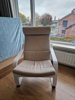 IKEA Poang Fauteuil - Wit Frame, Beige Kussen, Ophalen, Hout, Gebruikt, 50 tot 75 cm