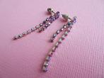 jwg Lange vintage 80s aurora borealis strass oorbellen roze, Sieraden, Tassen en Uiterlijk, Antieke sieraden, Verzenden, Overige materialen