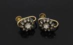 Roos diamanten antiek set 14k gouden oorbellen dames zilver