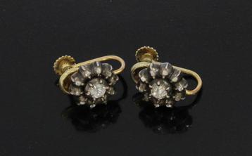 Roos diamanten antiek set 14k gouden oorbellen dames zilver beschikbaar voor biedingen