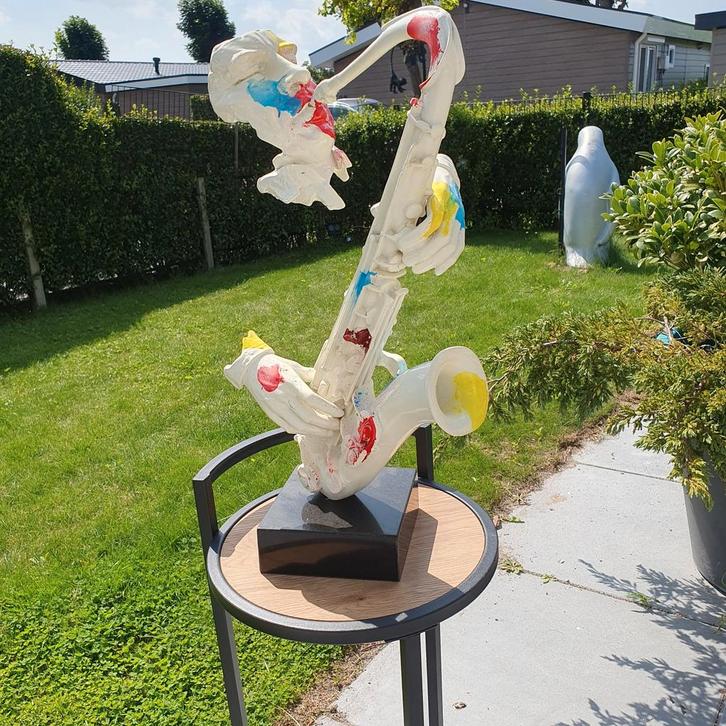 Kleurrijk Saxofoon Beeld - Eyecatcher!, Antiek en Kunst, Kunst | Beelden en Houtsnijwerken, Ophalen of Verzenden