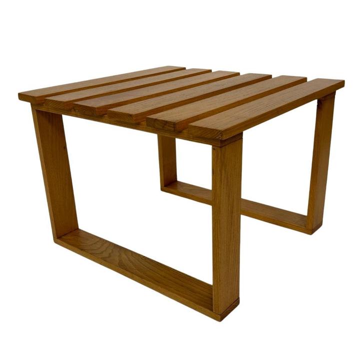 Vintage latten salontafel bijzettafe jaren 70 eiken slatted, Huis en Inrichting, Tafels | Salontafels, Gebruikt, Minder dan 50 cm