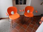 2 oranje design stoelen, stapelbaar, Ophalen, Kunststof, Gebruikt, Twee