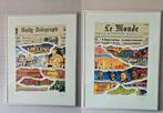 2 x Arno Arts zeefdruk LE MONDE en DAILY TELEGRAPH (1987), Ophalen of Verzenden