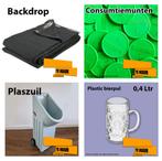 Consumptiemunten, Backdrop, bierpullen (Te Huur), Ophalen of Verzenden, Nieuw, Overige