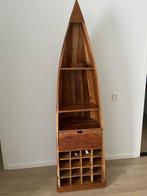 Bootvormige Wijnkast van Hout, Huis en Inrichting, Ophalen, Gebruikt, 15 tot 25 flessen, 75 cm of meer