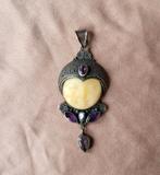Amethist zilveren hanger maan vrouw gothic / fantasy, Overige voorstellingen, Ophalen of Verzenden, Zo goed als nieuw, Zilver