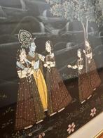 Zijde schilderij doek kunst ( Indisch/Indonesie ?) feest ?, Antiek en Kunst, Ophalen of Verzenden