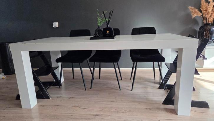 Hoogglans tafel wit 190x90x78, Huis en Inrichting, Tafels | Eettafels, Gebruikt, 50 tot 100 cm, 200 cm of meer, Rechthoekig, Ophalen