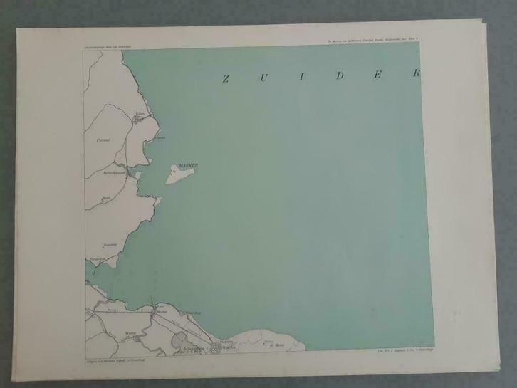 B024 / Plattegrond van Zuid West Zuiderzee litho 1920, Antiek en Kunst, Kunst | Litho's en Zeefdrukken, Ophalen of Verzenden
