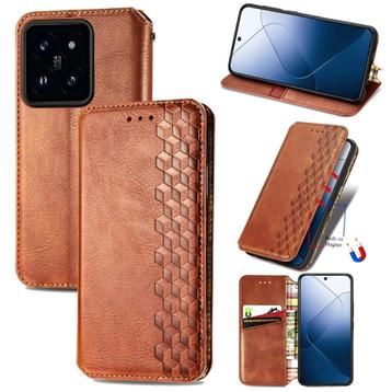 Luxe PU Lederen Wallet Case Set voor Xiaomi 14 _ Bruin