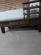 Vintage houten salontafel met wijnrek, Ophalen