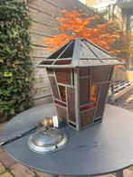 Vintage glas in lood lamp, Gebruikt, Ophalen of Verzenden, Glas, Jaren 50