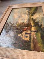 Oud Schilderij - Landschap met huisje, Antiek en Kunst, Ophalen