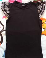 Zwart shirtje met leuke mouwtjes - Maat S, Zwart, Ophalen of Verzenden, Zo goed als nieuw, Korte mouw