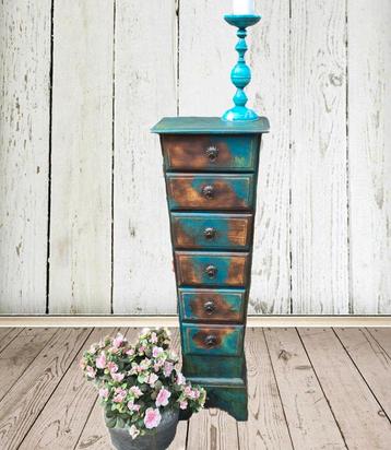 Apart ladenkastje vintage India Ibiza stijl blauw groen  beschikbaar voor biedingen