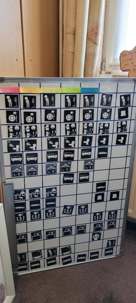 Plan bord voor autisme - groot model - met vele pictogrammen, Huis en Inrichting, Woonaccessoires | Memoborden, Gebruikt, Magneetbord