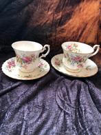 Royal Albert Moss Rose, dame + heer kop en schotel., Antiek en Kunst, Antiek | Servies los, Ophalen